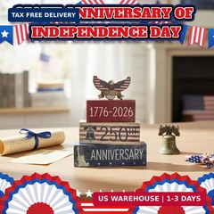 Gerrii 4 Pcs 250th Anniversary Decorations, 4th of July Table Decor, Patriotic W