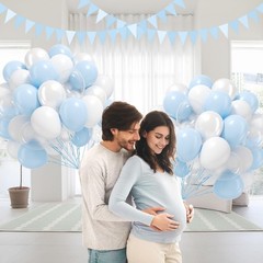 60pcs Blue and White Balloons 12 Inch Pearl White Light Blue Party Decorations