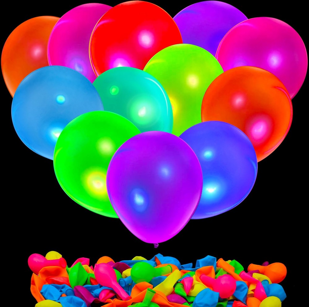 Neon Glow Party Balloons UV Black Light Glow in the Dark for Birthday Decor