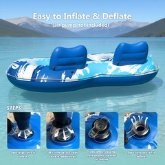Best JOSEN Inflatable River Tube Float – 2 Person Heavy Duty Float Pool Floats