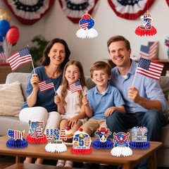 9Pcs 250 Anniversary USA Honeycomb Centerpiece, USA 250th Anniversary Decora…