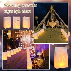 100 Pcs White Luminary Bags Christmas Luminary Lantern Candle Bag Flame Resis…