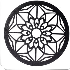 Bohemian Round Wooden Wall Decor with Six Floral Appliques European Crafted