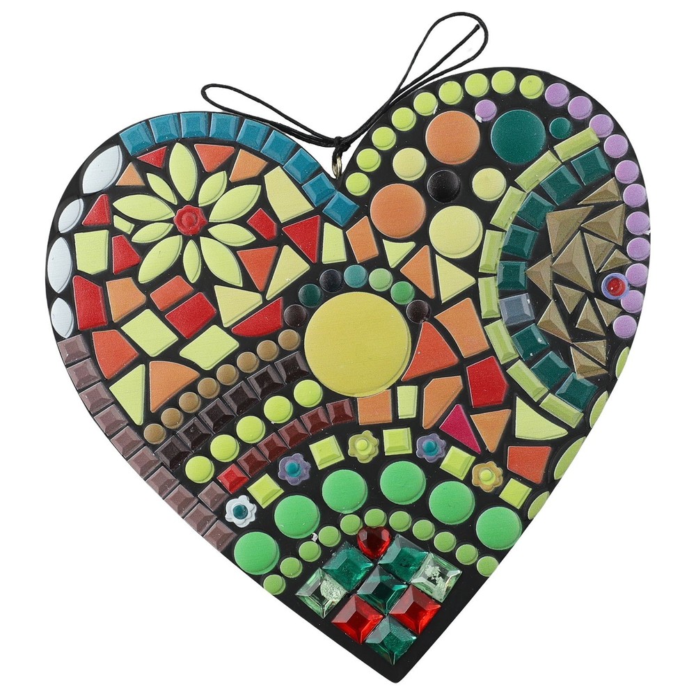 Handcrafted Resin Mosaic Heart Hanging Ornament for Indoor and Outdoor Use