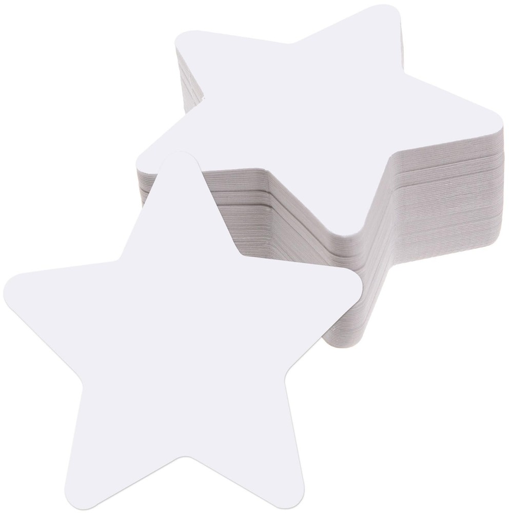 200 Pcs White Star Cutouts 4 Inch Paper Shapes Die Cut Classroom Board