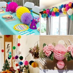 20 PCS 3 Inch Multi-Color Honeycomb Decoration Paper Flower Ball Pom Pom