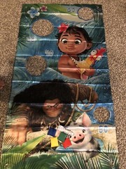 Moana Birthday Lot: Bean Bag Toss, Sticker Sheets, Pin The Flower On Moana Game