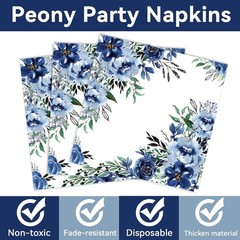 96-Piece Peony Party Tableware Set with Plates, Napkins and Forks for 24 Guests