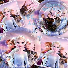 Frozen Party Decorations Disney Princess Birthday Tableware Plate Cups Balloons