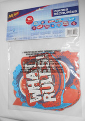 NERF Party! 1 Banner Kit, 2 pkg. 12 CUTOUTS, 3 pkg. 12 SPIRAL DECORATIONS NIP