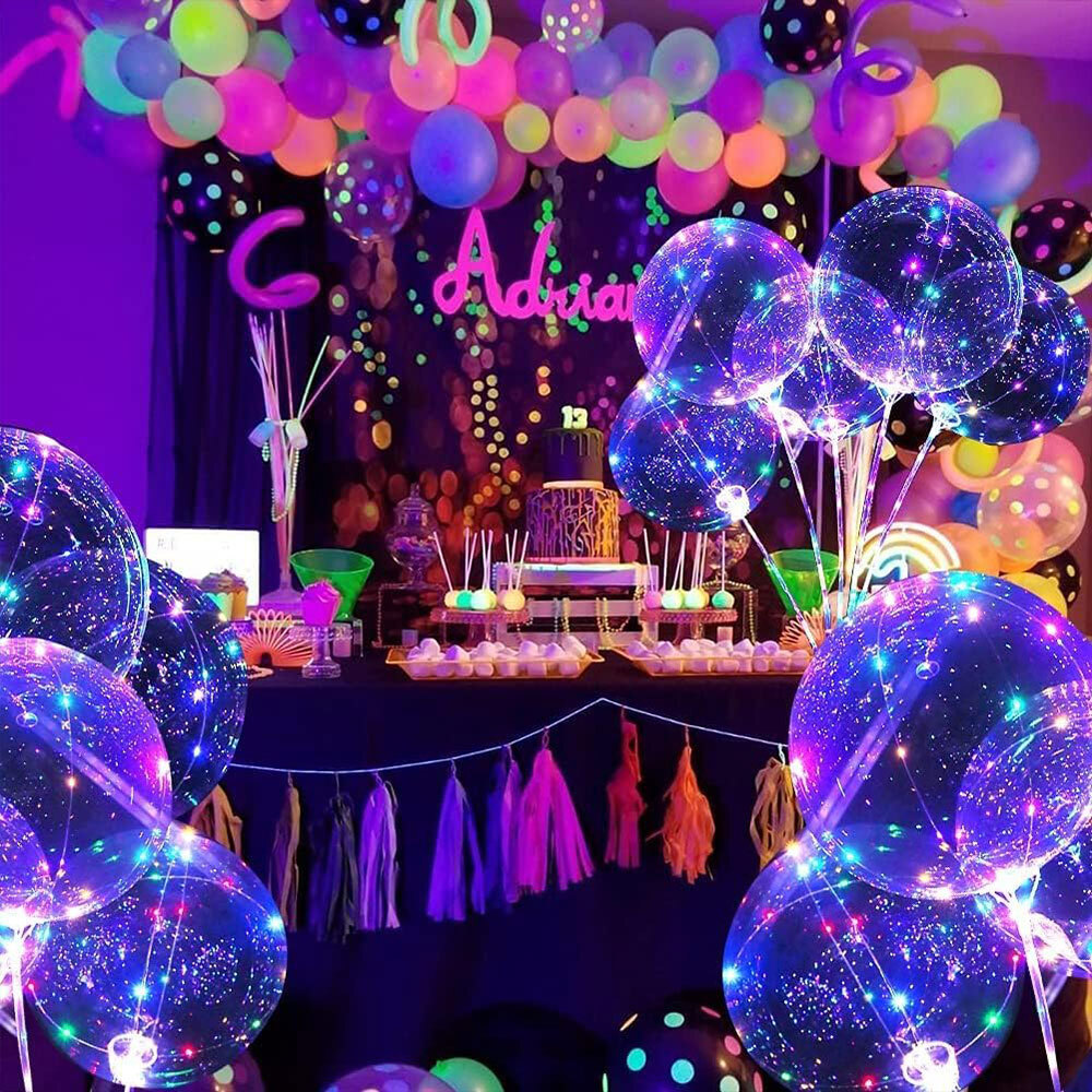 10-50PCS Clear LED BOBO Balloons w/String Light Party Birthday Christmas Decor