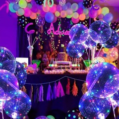 10-50PCS LED Light Up Clear BOBO Balloons 20″ String Lights Birthday Christmas