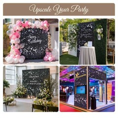 12 Pcs Mermaid Shimmer Wall Backdrop Panel Iridescent Black Sequin Party 3×4 Ft