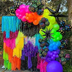 165Pcs Rainbow Balloon Arch Garland Kit with UV Neon Luminous Fluorescent Bal…