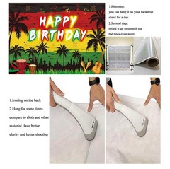 Reggae Happy Birthday Backdrop 8x6FT Jamaican Rastafari Palm Tree Reggae Party.