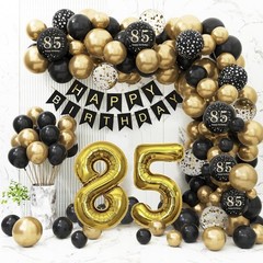 85th Birthday Party Decorations for Men Women Black and Gold 85th Birthday Ba…