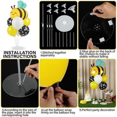 Bee Birthday Party Balloons Stand Kit 2 Sets with 2 Bumble Bee Foil Balloons …