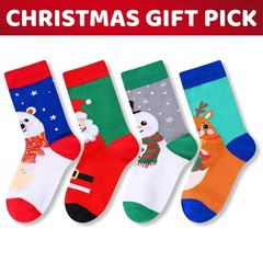 4 Pairs Christmas Socks For Teens Holiday Gift Boys Girl With Card Xmas Stocking