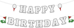 Golf Happy Birthday Banner, Pre-Strung Golf Ball Texture Birthday Party Decorati