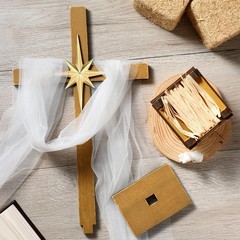 3 Pcs Christmas Cross Table Decorations Christian Wooden Jesus Holy Cross Sta…