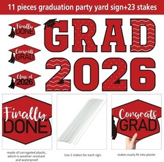 Durable 11-Pc Graduation Yard Signs for Class of 2026 – Easy Installation