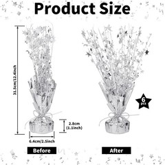 6 Pack Metallic Foil Spray Centerpiece Table Decoration Silver Star Party Cen…