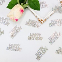 100 PCS Happy Birthday Confetti Silver Table Scatters Disco Music Supplies