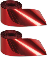 2 Piece 200 FT Red Metallic Plastic Streamers for Birthday Party, Patriotic Supp
