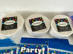 Plan A Party Crepe Streamer Lot w/Table Cover, Clips, and Tissue Fans