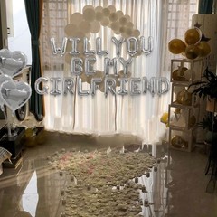 2 Set Silver Will You Be My Girlfriend Balloons – 42pcs 16″ Letter Balloon 12…