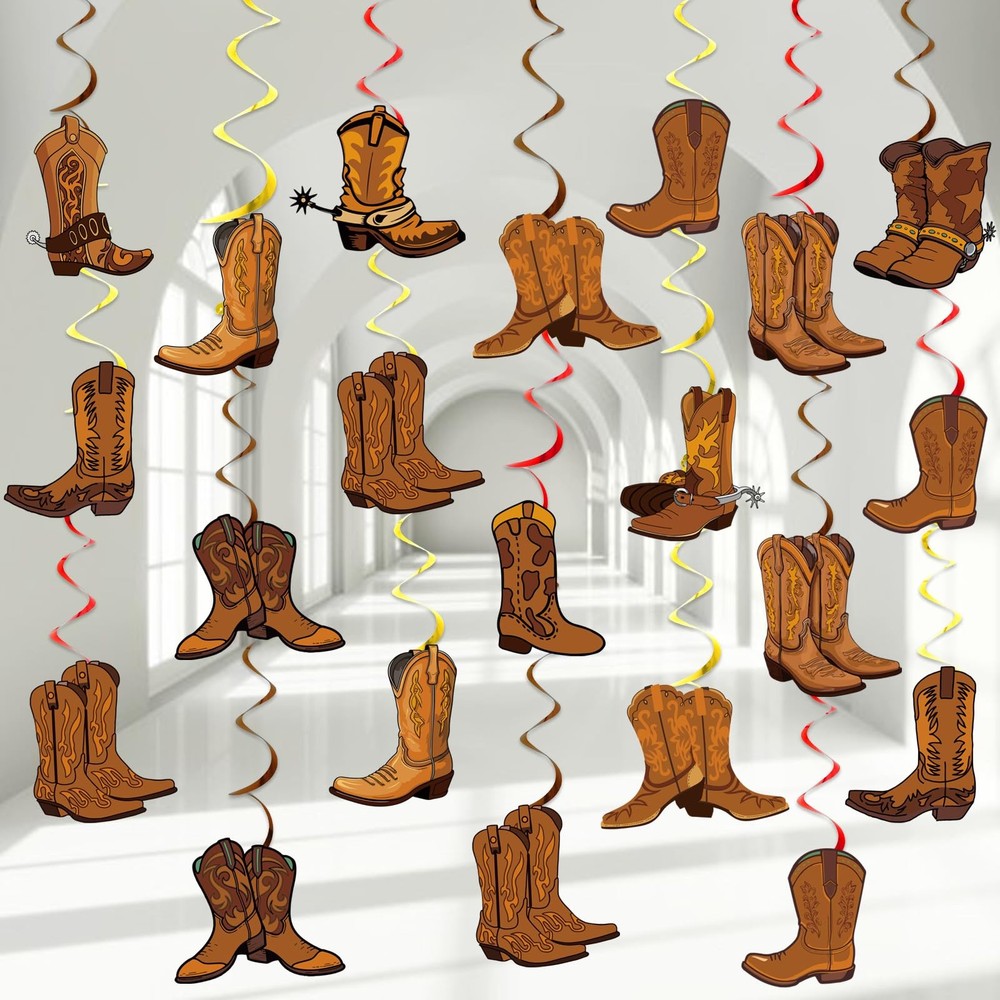 Western Cowboy Party Decorations Themed Hanging Swirls Ceiling Streamer Prop