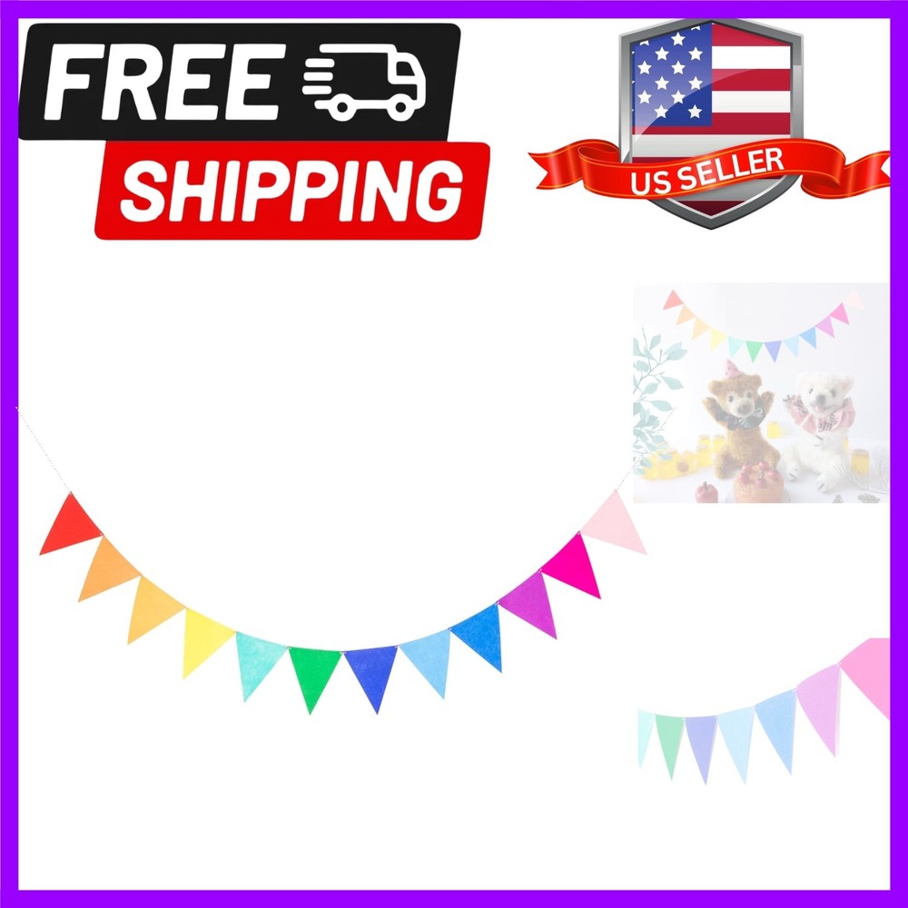 Pre-Assembled Rainbow Banner Buntings, Felt Fabric Pennant Banner Multicolor …