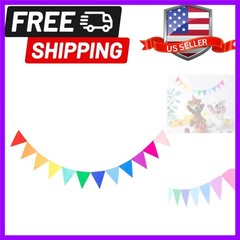 Pre-Assembled Rainbow Banner Buntings, Felt Fabric Pennant Banner Multicolor …