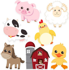 35 Pieces Farm Animal Cutouts Party Classroom Decor Baby Shower 80 Glue Dots Set