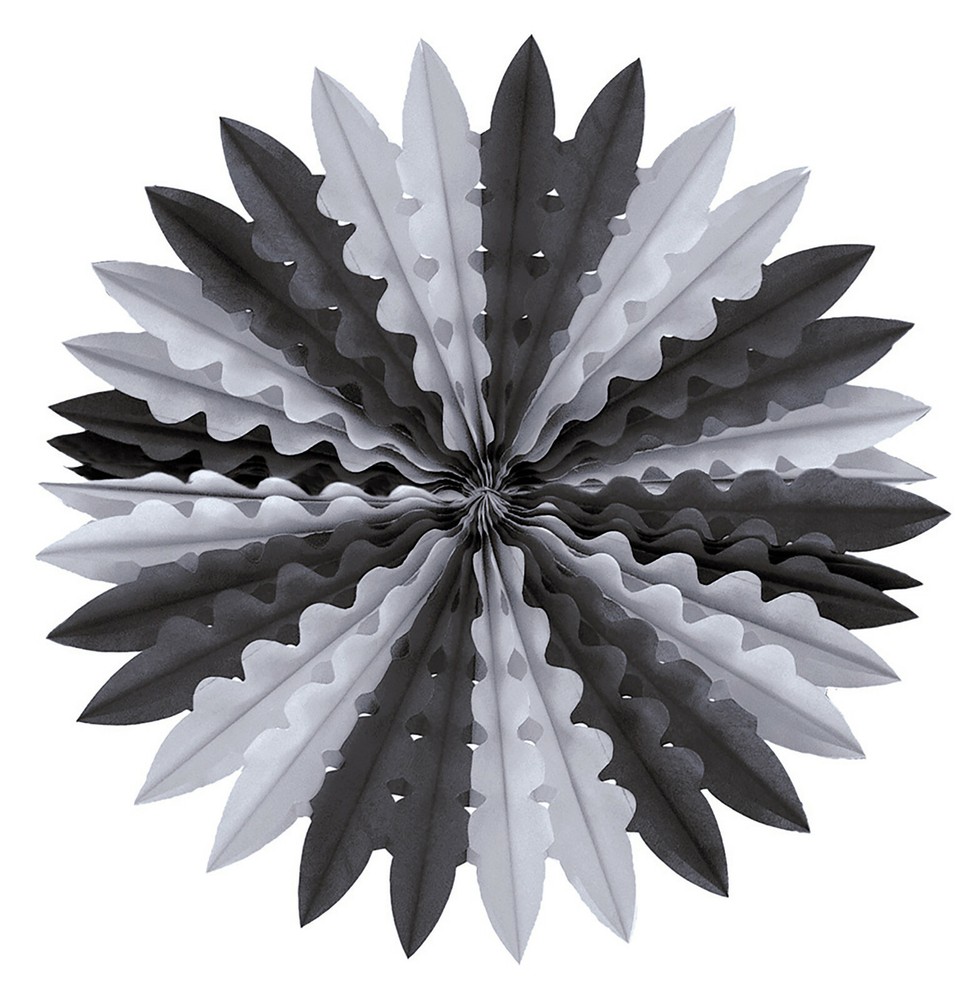 3 x 24 Inch / 60cm Black and White Paper Fan Decoration
