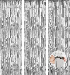 Accevo Silver Party Streamers 3Pack Metallic Tinsel Foil 3 Pack,