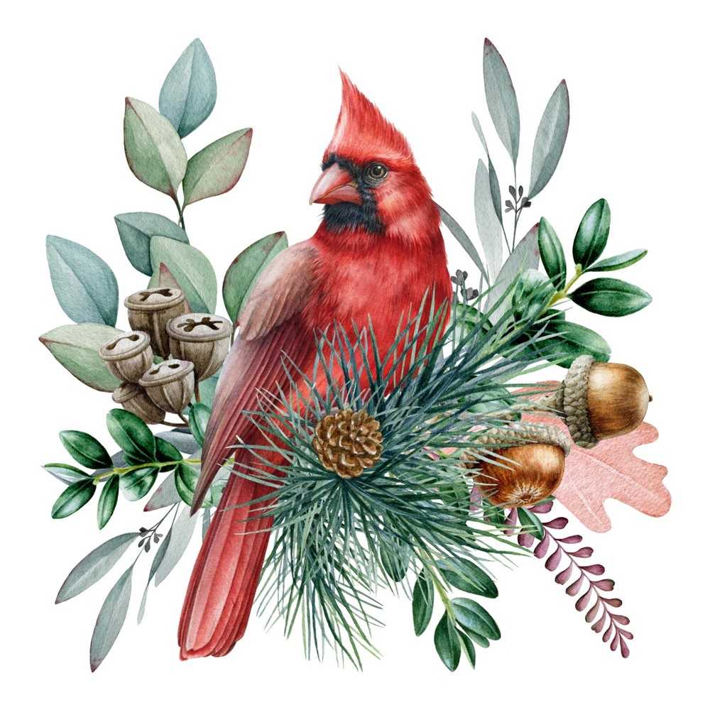 Christmas Napkins RED CARDINAL 20 Cocktail Napkins Cardinal Napkins Winter Bird
