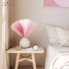 Serwalin Pampas Grass Pink Decor 17.7 17 Inch 6 Pcs, A Blush & Cream &