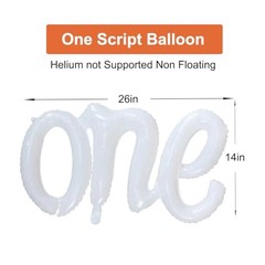 2Pcs One Balloon Set, 40inch Large Nylon Number 1 Balloon and 26inch White