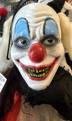 Creepy Polka Dot Clown Fabric Plastic Posable Hanging Decoration 48in Halloween