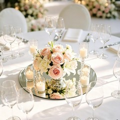 7 PCS Small Round Acrylic Wall Mirror Centerpieces Candle Trays 6 Inch 2mm