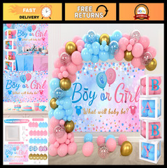 Gender Reveal Balloon Box Set – Pink Blue Arch Garland, 141pcs Party Supplies