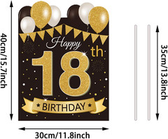 Happy 18Th Birthday Decorations for Boys Black Gold 18Th Birthday Party Yard Sig