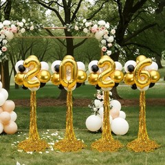2026 Graduation Decorations – Set Of 4 Standing Balloon Topiaries, Balloon Stand