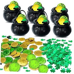 216 PCS St Patrick’s Day Cauldrons Set Pot of Gold Decorations 6 Black Small
