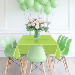 4 Pieces Lime Green Plastic Tablecloth, 54×72“ Solid Color Waterproof & Sp
