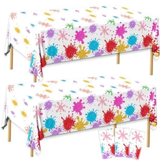 3Pcs Plastic Watercolor Paint Party Tablecloths – Art Party Decorations
