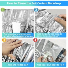 2 Pack Silver Tinsel Foil Curtain Backdrop Party Decorations Photo Booth Props