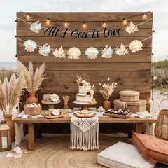 Boho Shell Bachelorette Party Banner Garland All I Sea is Love Coastal Bridal…
