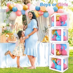 Gender Reveal Balloon Boxes Pink Blue Arch Decor